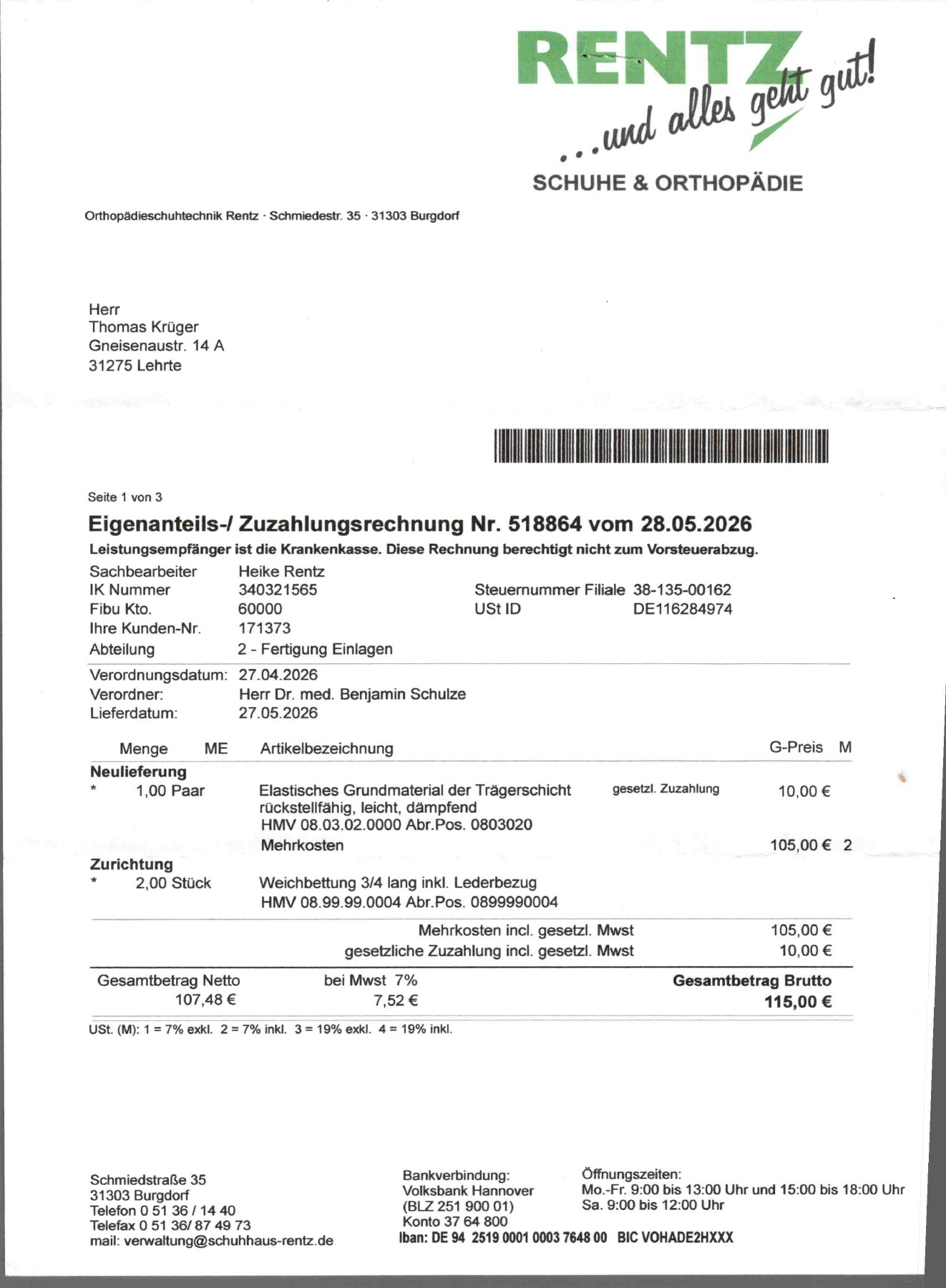 Gespeicherter Beleg, Seite 1