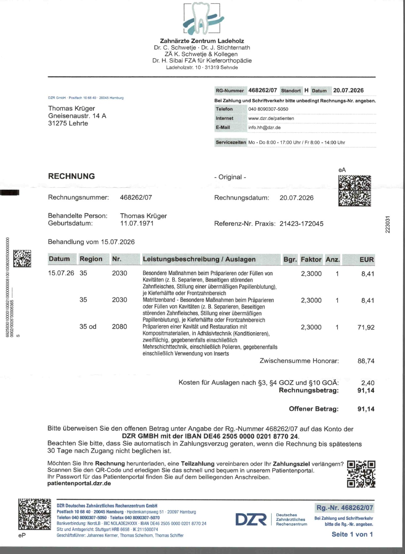 Gespeicherter Beleg, Seite 1